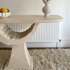 Nouvel arrivage de salle <span class=keywords><strong>à</strong></span> <span class=keywords><strong>manger</strong></span> nordique au design unique en pierre blanche naturelle pour 6 personnes <span class=keywords><strong>Table</strong></span> <span class=keywords><strong>console</strong></span> de <span class=keywords><strong>table</strong></span> <span class=keywords><strong>à</strong></span> <span class=keywords><strong>manger</strong></span> en travertin - Product Image 5