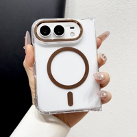 Nouvelle arrivée, étui transparent magnétique pour iPhone 18 Duo, film de protection d'objectif électro-plaqué pliable, étui transparent fin en PC rigide antichoc
