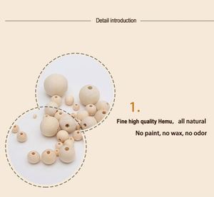 Natural Ball Round 20mm Eco-Friendly Natural <b>Color</b> Wood <b>Beads</b> Lead-Free Wooden <b>Beads</b> - Product Image 5