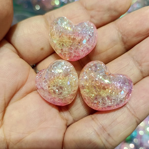 Acrílico 19*23mm chapado con grietas UV agujero Vertical corazón cuentas DIY hecho a mano cuentas pluma tapas teléfono móvil cadenas Accesorios - Product Image 2