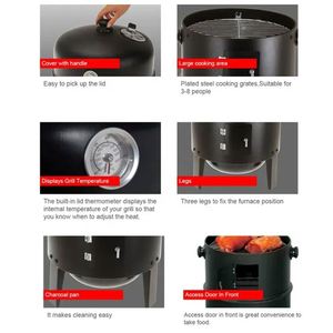 Parrilla y Ahumador Vertical de Carbón 3 en 1 sin Humo - Product Image 3