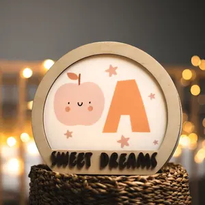 ホット販売カスタム名3Dアクリルパーソナライズされた幼児ナイトライト保育園の装飾ランプ木製ナイトライトforKidギフト