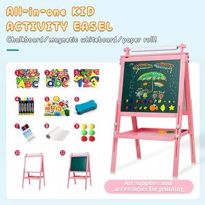 Детские развивающие игрушки, складной твердый мольберт, детская двухсторонняя Деревянная волшебная доска для рисования - Product Image 6