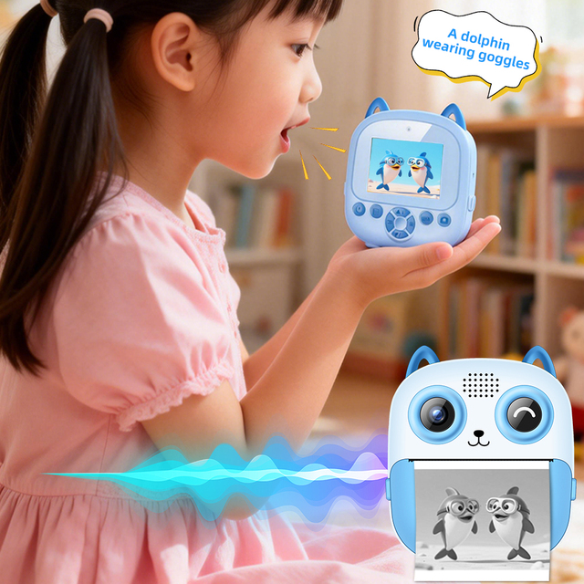 New Cross Border Hot Sales AI Mini Printing for Thermal Paper Camera for Children's Digital Camera Cute Cartoon Kids' Toy