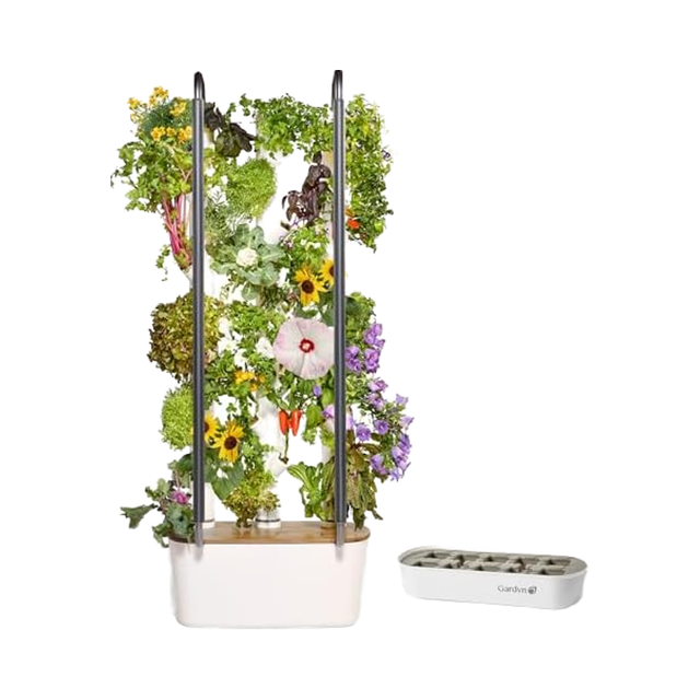 Gardyn 4.0 Home Kit Smart Indoor Vertical Tower Garden Hydroponics System LED Grow Lights Eco-Friendly Pots 30-Day Kelby Trial
