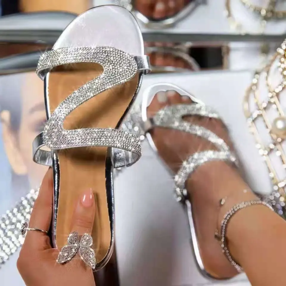 New Diamond Z-Shape Slip on Comfortable Lady Fashion Casual Summer Walking Sandals women's sandals pencil hill women's sandals
