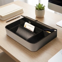 Plateau de bureau en cuir PU LG8072 avec plusieurs compartiments, idéal pour la maison et le bureau, plateau d'hôtel, organisateur d'objets divers, cadeaux d'entreprise