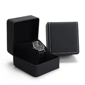 Wholesale custom Logo Luxury Watch packing box High quality PU leather velvet watch box with pillow and paper handbag