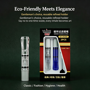 Porte-cigarette réutilisable et lavable avec embouts filtrants jetables, ajustement universel pour cigarettes régulières/moyennes/slim, pour hommes - Product Image 1