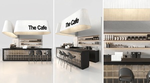 Barra de Bar Moderna para Cafetería, con Cubierta Blanca en Forma de Tambor, Panel de Vidrio, Estante Trasero, Estación para Barista, Mueble Personalizado para Cafetería - Product Image 3