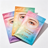 Sacs holographiques à trois soudures latérales personnalisés à faible MOQ pour patchs oculaires, cosmétiques, pochettes d'emballage en aluminium à dégradé coloré