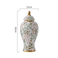 Vase en céramique bleu peint à la main, style chinois moderne haut de gamme, électroplaqué, motif floral, créatif, pour hydroponie, décorations de salon
