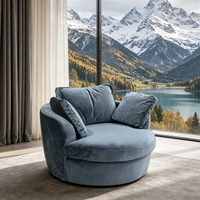 Fauteuil simple moderne en velours gris haut de gamme, convertible en canapé-lit, avec rembourrage en éponge, pivotant, fauteuil de détente de luxe pour villa