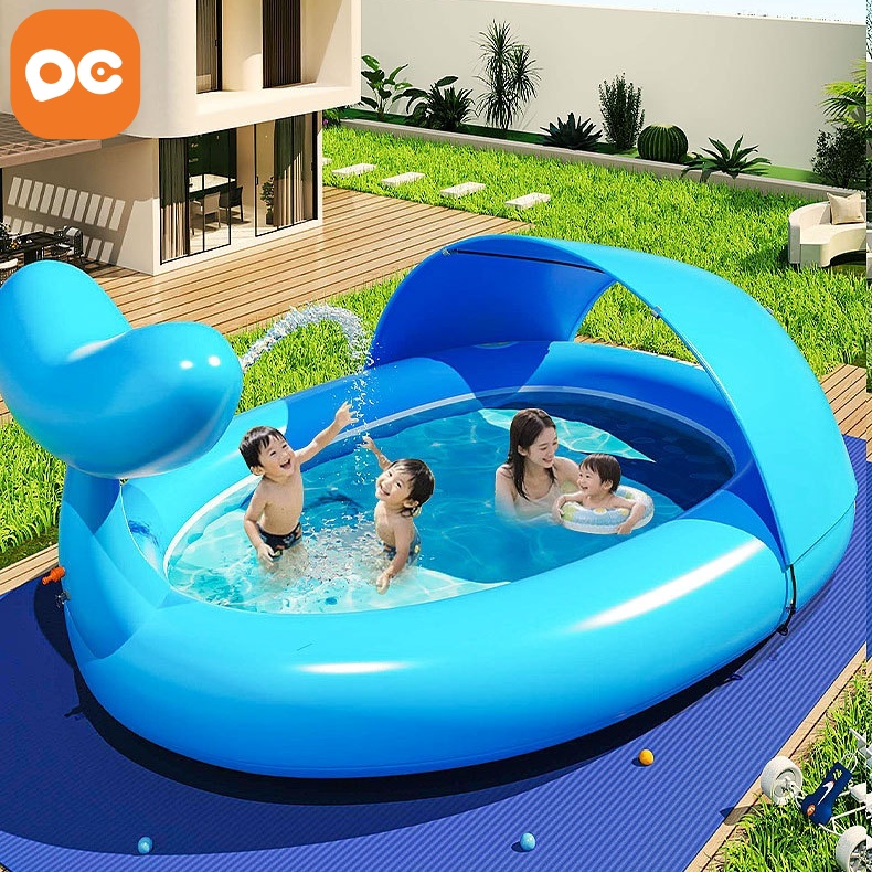 Sombrilla Flotante Para Piscinas Con Toldo Protector Solar, Balsa Inflable Para Niños En Piscina Y Playa, Color Verde