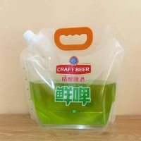 Sac de boisson transparent 5L sacs de 1 gallon pochette de boisson pochette de bec de bière réutilisable en plastique liquide sacs de poche de bec debout avec poignée