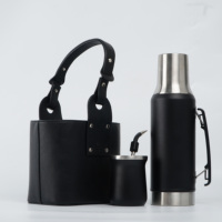 Sac de transport en cuir PU pour Yerba Maté, organiseur de rangement pour tasse de Maté, thermos et accessoires de Maté