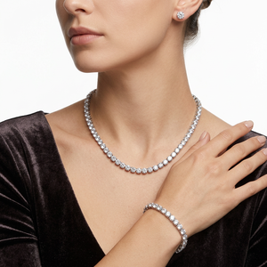 4pcs Glittering White Pink Zircon Bridal Jewelry <b>Set</b> Necklace <b>Earrings</b> <b>Bracelet</b> Ring Rhodium Plated Women's Wedding Engagement - Product Image 2