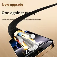 Câble de charge rapide en nylon double Type-C PD 240W 5m pour iPhone/ordinateur portable/iPad/tablette, modèle exclusif HW-012595, fabriqué en Chine