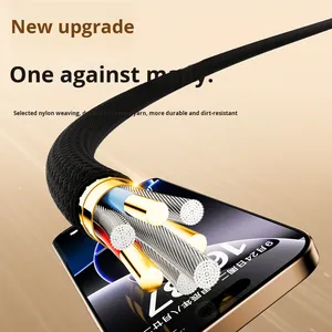 Câble de charge rapide en nylon double Type-C PD 240W 5m pour <span class=keywords><strong>iPhone</strong></span>/ordinateur portable/iPad/tablette, modèle exclusif HW-012595, direct usine - Product Image 2
