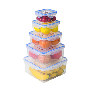 Factory Direct Sale Rectangle Clear Microwave Household Kitchen Plastic Lunch Box Food Storage Container Set Bento Box