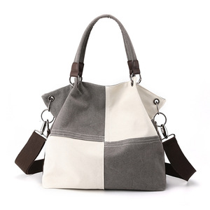 Bolso de mujer de lona a la moda versátil con asa superior bandolera 2025 moda nueva llegada Patchwork Color bloque bolso de hombro - Product Image 1