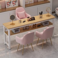 Table à ongles économique en cuir véritable pour salons de manucure, design simple et luxueux, style japonais, pour une ou deux personnes