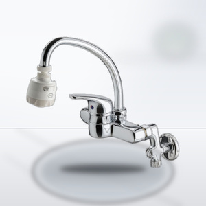 Robinet de cuisine mural moderne en laiton chromé avec douchette, garantie de qualité - Product Image 3