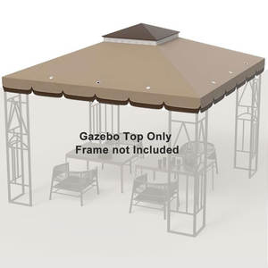 Couvercle supérieur de gazebo kaki imperméable et écologique à deux niveaux pour le barbecue extérieur et l'<span class=keywords><strong>abri</strong></span> du grill dans le <span class=keywords><strong>jardin</strong></span> de l'arrière-cour. - Product Image 6