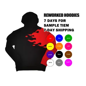 Y 2K Herwerkte Patchwork Hoodies Sweatshirt Custom Volwassen Borduurwerk Hooded Sweatshirt Mannen Zuur Wassen Hoodie Lange Mouw Pullover