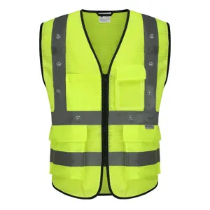 Surveyor Construction Security Traffic ANSI/ISEA 107 Veste haute visibilité Gilet de sécurité en cours d'exécution avec lumière clignotante LED