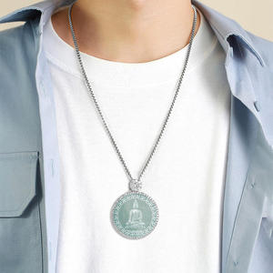 Pendentif en jade naturel de type jadeite chinois Dragon Loong Avalokiteshvara UNISEXE, jade de type eau bleue D711-D710-D712 - Product Image 5