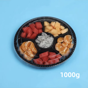 Meyve gıda depolama götürmek için 6 bölmeli sebze ambalaj ile 1000g tek kullanımlık yuvarlak plastik salata kabı - Product Image 5