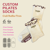 Chaussettes de yoga et de Pilates respirantes en maille antidérapante à volants et bordure festonnée, avec logo personnalisé, couleur professionnelle, de la marque Glacier