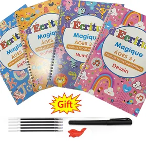 Cuaderno de práctica de magia francesa reutilizable 2025 para niños, libros para niños, alfabeto de números de aprendizaje en francés Apprendre Ecrire - Product Image 1