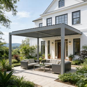 Pérgola de Aluminio con Recubrimiento en Polvo, Motorizada e Inteligente, de <span class=keywords><strong>3x3</strong></span> y 3x4 m, con Control Remoto, Tiras LED, <span class=keywords><strong>Cortinas</strong></span> de Privacidad e Impermeables - Product Image 3