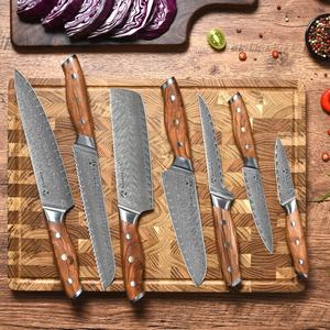 سكين طاه بمقبض نبيل مخصص من الخشب الخام vg10 مطبخ داماكوس مع مسمار ذهبي - Product Image 2