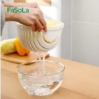 FaSoLa डबल-परत सब्जी कटर बड़ी क्षमता रसोई कटोरा नाली टोकरी झरनी और प्लास्टिक कोलंडर