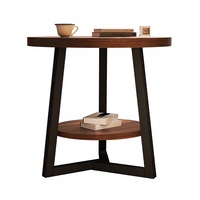 Table basse de salon compacte, table d'appoint de canapé, petite table à thé ronde pour balcon, table de chevet minimaliste avec rangement