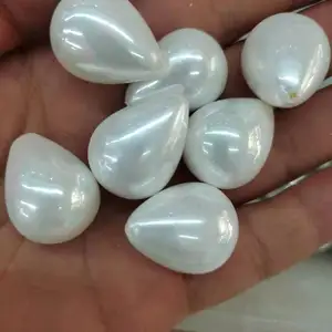 19*25 mm drop shape shell loose pearl,mother of pearl,sea-shell pearl,half hole drilled