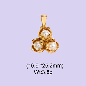 Women's Gold Tone Charm Necklace With Pearl Oval And Red Bead Pendant Everyday Wear - Product Image 2