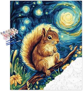 SONGWOOART Kit de <span class=keywords><strong>Peinture</strong></span> par Numéros Sans Cadre sur Toile, Motif Écureuil, Décoration Murale, avec Pinceaux - Product Image 2