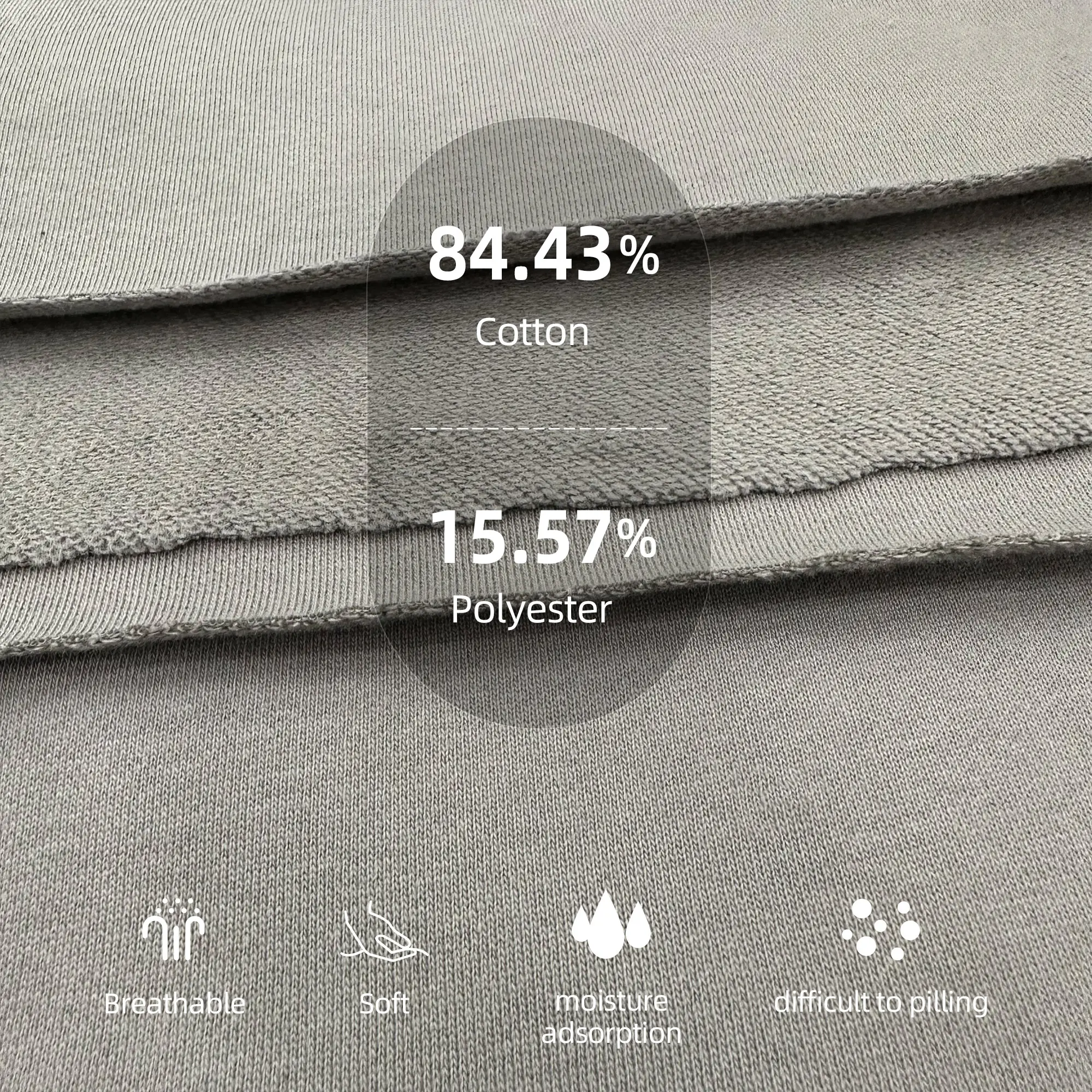 Xufei Textiel 84.43% Katoen + 15.57% Polyester Effen Gebreide Franse Badstof Voor Kleding