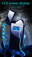 Briquet électronique en métal coupe-vent à arc plasma avec écran LCD, logo laser personnalisé, rechargeable par USB, pour cigares et cigarettes