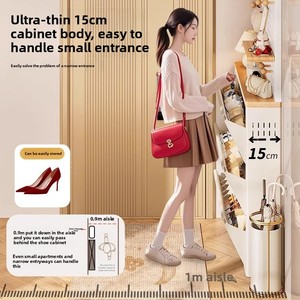 靴収納キャビネット3フリップ引き出し付き隠しスリム狭い靴ラックキャビネットウォールマウント金属靴キャビネット - Product Image 4