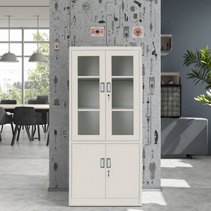 <span class=keywords><strong>Armoire</strong></span> <span class=keywords><strong>de</strong></span> <span class=keywords><strong>rangement</strong></span> <span class=keywords><strong>métallique</strong></span> moderne à 2 portes battantes, meuble <span class=keywords><strong>de</strong></span> classement en acier à 5 niveaux avec vitrine en verre, multi-usages pour bureaux, écoles et hôpitaux - Product Image 1