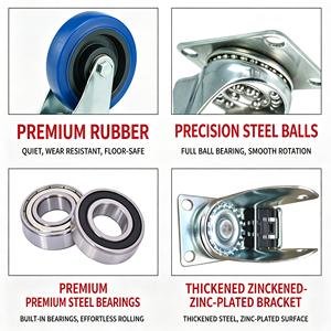 Stainless Steel Iron Nylon Swivel Caster Wheel 125mm Polyurethane Brake Locking Mechanism Industrial Use 250kg Capacity Silent - Product Image 6