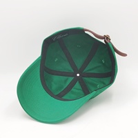 Gorra Verde de 6 Paneles Personalizable con Bordado, Correa de Cuero Ajustable, MOQ Bajo, Gorra de Algodón para Hombre