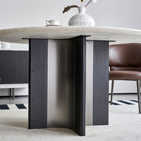 Luxuriöses Zeitgenössisches Marmor-Rundes-Esstisch-Set mit 6 Stühlen und Lazy Susan für Hotel-, Restaurant- und Küchengebrauch
