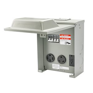 Panel de toma de corriente temporal, receptáculo eléctrico RV de 20 30 y 50 amperios con interruptor, caja resistente a la intemperie precableada sin medir - Product Image 3