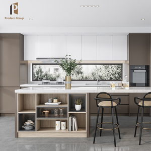 Gabinetes de Cocina Modulares Italianos de Lujo, Modernos, de Melamina, Laminado de Mármol, Diseños de Cajones y Cestas - Product Image 1